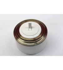 Выключатель (переключатель) 1-рычажковый (белый механизм, бронза рамка, белый стакан) 